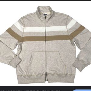 Todd Snyder X champion Men's Zip-Up Sweater in Gray and Tan